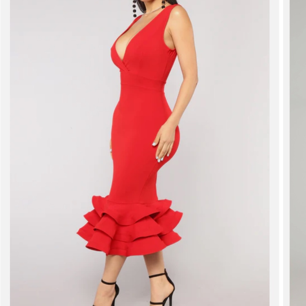 NWOT Fashion Nova Red Ruffle Dress